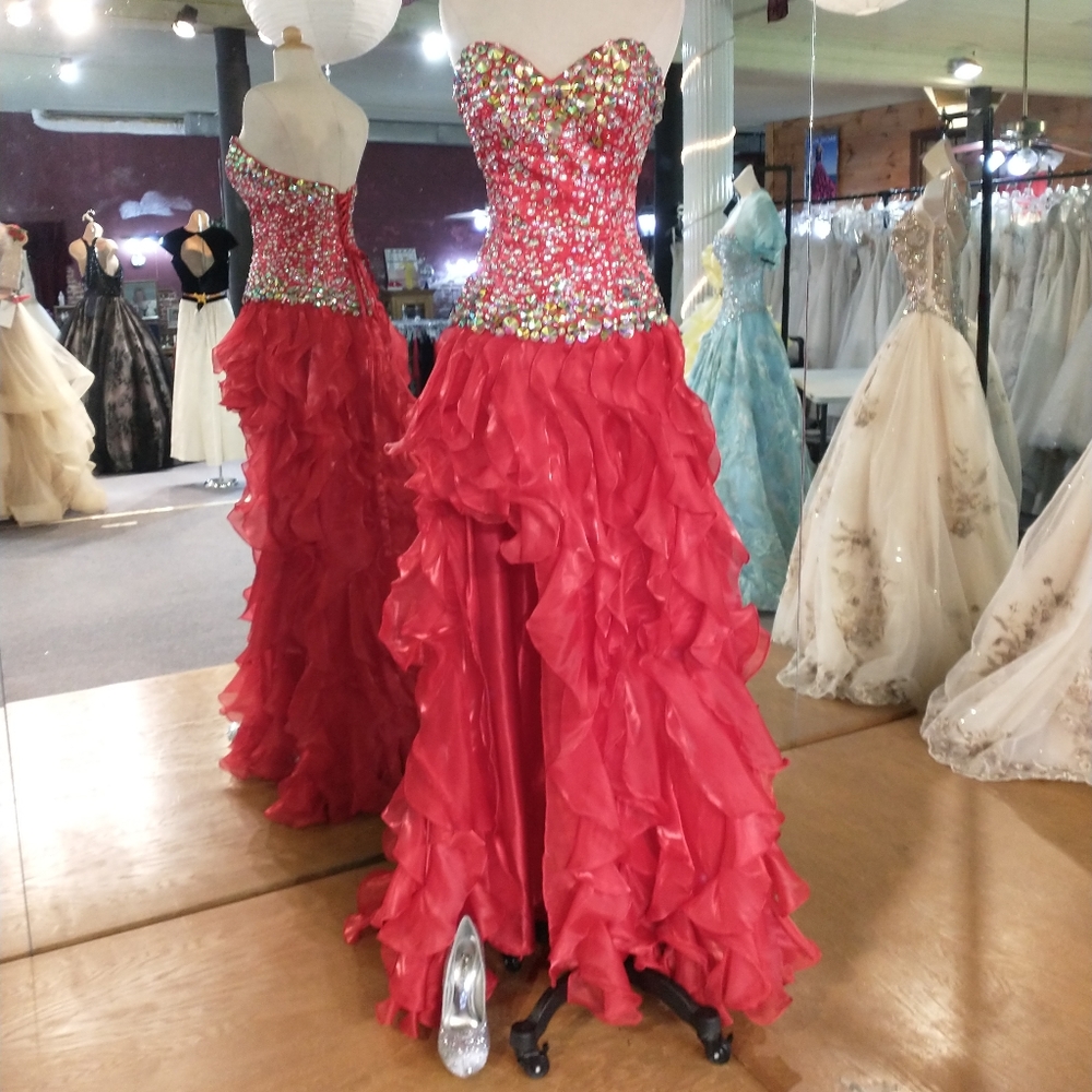 Partytiime Rhinestoned, Ruffled Corset Dress